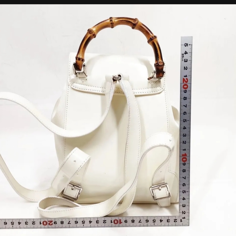 Gucci White Backpack with Bamboo Accent - Picture 2 of 8